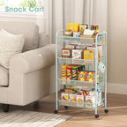 TOOLF 4 Tier Rolling Cart, Metal Utility Storage Cart with Wheels, Green - Image 2