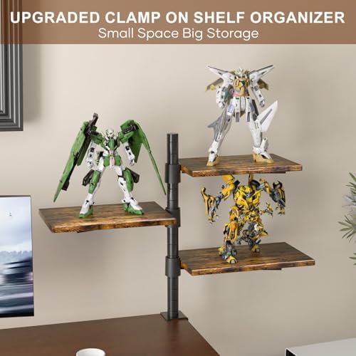 3 Tier Clamp On Desk Shelf - Over Or Under Table Clamp Shelf, 360° Rotatable Desk Storage for Home Office, Gaming and Storage Tray, Desktop Shelves for Desktop Thicknesses from 0.5-1 Inch - Image 4