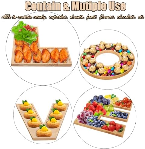 4PCS Larger Charcuterie Letter L O V E fillable Trays, 12Inch Letter Trays for Food, Wood Letter Tray Chocolate Candy Tray for Wedding Party Favors (Love- Wood) - Image 6