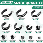 OURU 125PCS Cable Clamps Assortment Kit,Rubber Coated, 1/4"-2" 12 Sizes - Image 2