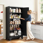 Yizosh 71" H Tall Metal Kitchen Pantry Storage Cabinets Cupboard - Image 5