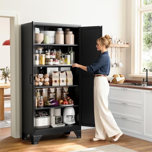 Yizosh 71" H Tall Metal Kitchen Pantry Storage Cabinets Cupboard - Image 5