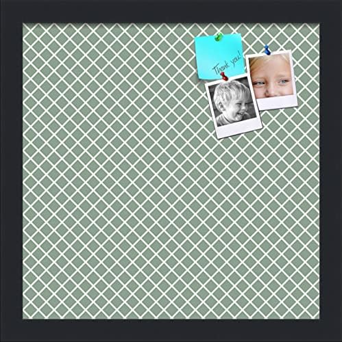 PinPix 13x13 inch Cork Bulletin Board. This Decorative Framed Pin Board Comes with Diamond Pattern in Nile Green Design and Satin Black. Ideal for Home, Office Decor or School (PinPix-380) by PinPixBulletinBoards