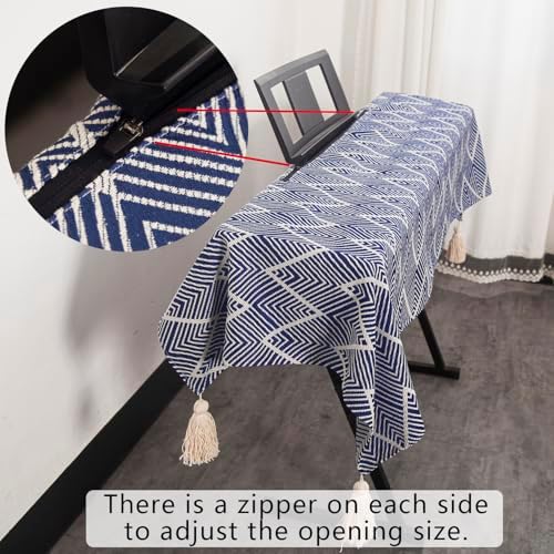Waterproof Keyboard Cover - Soft Thick & Durable - Geometric Pattern - Universal Fit for 61/76/88-Key Digital Piano Keyboards - Stylish Home/Studio Protector, Adjustable Side Zippers - Image 4