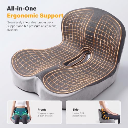 CHANCEE X-Large Ergonomic Seat Cushion with Lumbar Support (Grey) - Image 6