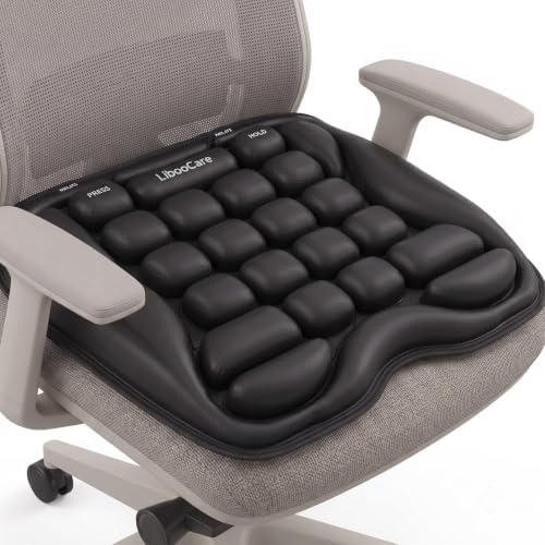 Office Chair Cushion with Adjustable Air-Cell Support, Inflatable Seat Cushion with Built-in Pump for Long Sitting, Desk Chair, Home Office, Computer Chair and Dining Chair by Liboocare