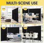 Rantila 2 Large Panels Room Divider,Portable Office Divider,Convenient Movable,Folding Partition Privacy Screen for Bedroom,Dining Room, Study,142" W x 71" H,Black - Image 6