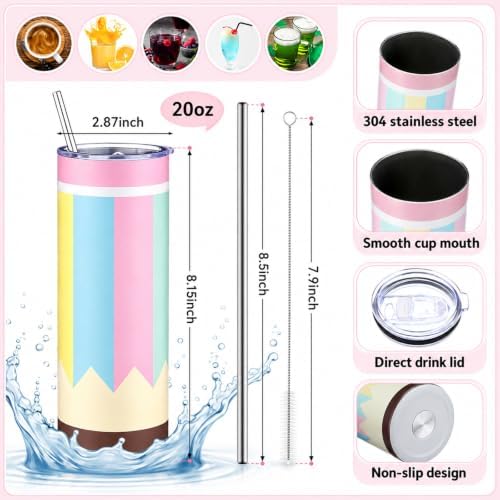 Geiserailie 6 Pcs 20 oz Pastel Composition Notebook Tumblers Teacher Gifts - Image 2