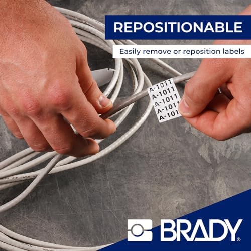 Brady Repositionable Vinyl Cloth Pre-Sized Labels for Label Printer BMP51/BMP53/M511-160 Self Adhesive Vinyl Printer Labels - Black on White (25.40 mm x 31.75 mm) - M5-103-498 - Image 4
