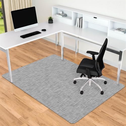 Office Chair Mat for Hardwood & Tile Floor, 45" x 53" Anti-Slip Desk Chair Mat, Easy Glide Floor Protector for Rolling Chairs, Floor Mat for Office Chair for Home Office (Light Grey) by NatureiFrontDoorMat