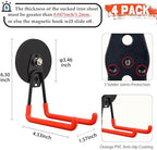 ULIBERMAGNET Strong Magnetic Hooks,Large Magnet with Hooks for Heavy Duty Tools,Jig Saw,Hose, 4 Pack Heavy Duty Magnetic Hooks for Hammer Drill,Circular Saw,Garden Tool(3.46inch/Orange) - Image 2