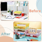 gisgfim 6 Pcs Turn in Trays Classroom Pastel Paper Tray for Classroom Organization and Storage Stackable Plastic Book Baskets Turn in Bins Teacher Organizers for Library Drawers School Office Desk - Image 5