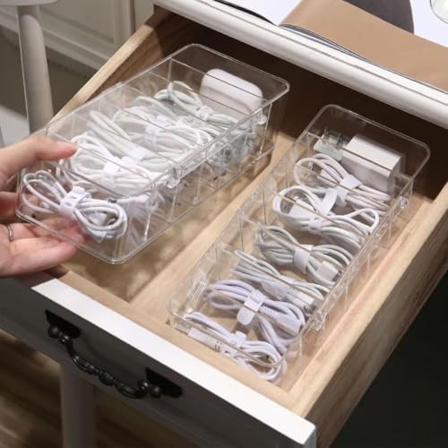 4 Pcs Cable Organizer Electronics Cable Box with 40 Pcs Wire Ties - Image 5