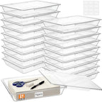 Tinlade 24 Pcs Classroom Paper Storage Bins with Lids, Clear, 13x10in by Tinlade