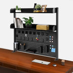 Desktop Bookshelf Clip-on Desk Shelf with Spacious Pegboard, Multipurpose Clamp On Desk Organizer Desktop Organizer Desk Pegboard for Office Home Gaming (Black) - Image 7