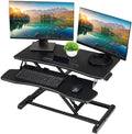 TechOrbits Standing Desk Converter-32-inch Height Adjustable, MDF Wood, Sit Riser-Black, 32" by TechOrbits