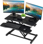 TechOrbits Standing Desk Converter-32-inch Height Adjustable, MDF Wood, Sit Riser-Black, 32" by TechOrbits