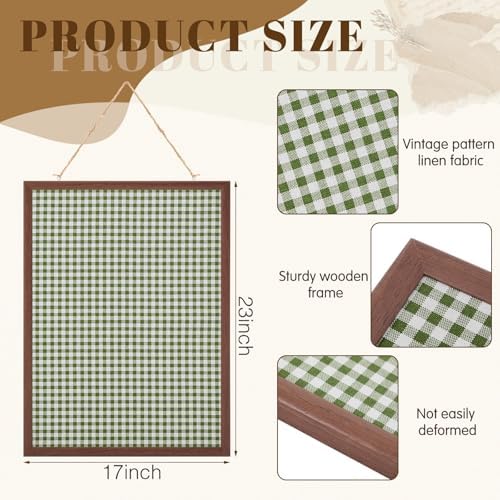 Leinuosen 17" x 23" Cork Bulletin Board, Green Gingham, Wood Frame - Image 2