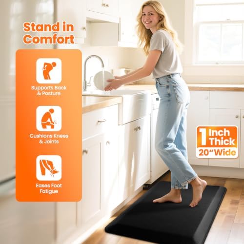 1-Inch Thick Anti-Fatigue Mat for Kitchen and Standing Desk, 20"x24", Black - Image 5