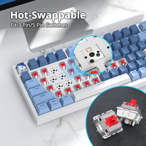 Guffercty kred 75% Percent Blue Keyboard Gasket Mount with Knob, Hot-swappable RGB Wired Mechanical Gaming Keyboard Programmable for Mac/Win (82 Sea Fog Blue) - Image 4