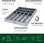 ROYAL CRAFT WOOD Luxury Bamboo Kitchen Drawer Organizer - Silverware Organizer - Utensil Holder and Cutlery Tray with Grooved Drawer Dividers for Flatware and Kitchen Utensils (7 Slot, Gray) - Image 2