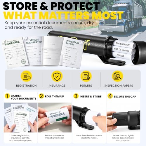 4 Pcs Truck Registration Document Holder Tube 3.5 Inch Diameter Waterproof Registration Holder for Semi Truck Trailer Fleet Vehicles Heavy Duty Storage Tube for Permits Insurance Papers - Image 4