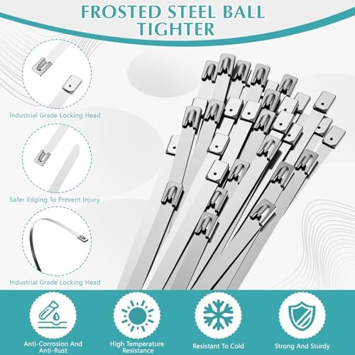 LEIFIDE 500 Pcs Stainless Steel Zip Ties 304 Metal Cable,0.31 X 11.8 Inch - Image 3