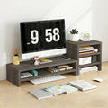Solid Wood Monitor Stand Riser & Laptop Stand Desk Organizer - Office Accessories for PC Workspace, Computer Organization, Countertop Hutch Dark Grey Log Combination 2 by Unknown