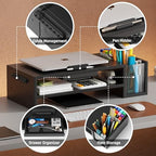 AFOOYO Adjustable Wood Laptop Stand, Ergonomic Height & Angle Computer Riser with Pen Holder – Compatible with MacBook Air/Pro, Dell, HP, Lenovo & 10-17.3" Notebooks – Black - Image 4
