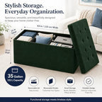 ALASDO 43 Inch Folding Storage Ottoman Bench with Hidden Storage, Velvet Storage Ottoman Foot Rest Stool, End of Bed Bench for Bedroom, Living Room, Entryway and Closet, Dark Green - Image 5