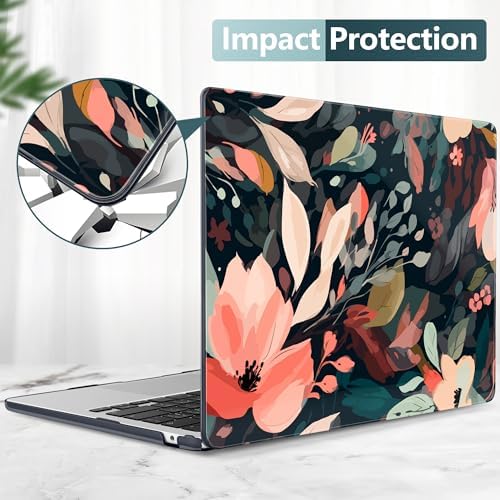 DONGKE for MacBook Air 13 Inch Case M5 2026 M4 2025 M3 M2 2024-2022 A3449 A3240 A3113 A2681, Plastic Hard Shell & Keyboard Cover & Screen Film for MacBook Air 13.6 Inch Case - Painted Florals - Image 5