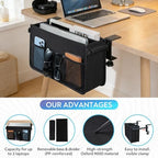 Side Desk Laptop Holder for Up to 3 Laptops, Side Desk Storage Organizer with Adjustable Divider & Soft-Lined Interior, Easy Clamp Mount Laptop Desk Holder, Fits 0.6″-3.2″ Flat Edge - Image 2