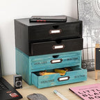 Small Wooden Drawers Wooden Box with Drawer Black - Image 2