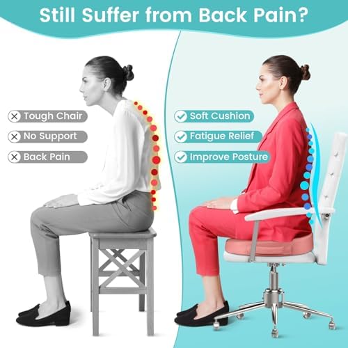 Gel Seat Cushion, Cooling Memory Foam Cushion for Office Chair, Pink - Image 5