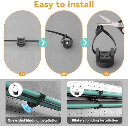 110 Pcs Magnetic Zip Tie Mount Base 26lbs Strong Magnetic Zip Tie Holder Multipurpose Magnet Cable Tie Clips Holder Wire Management Clips for Home Office Marine Electrical Wiring Organization Black - Image 6