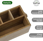 VaeFae Acacia Silverware Caddy with Handle, Wooden Utensil Holder, Mulip-pose Organizer for Kitchen, Office, Bathroom, Bedroom (Pack of 2) - Image 4