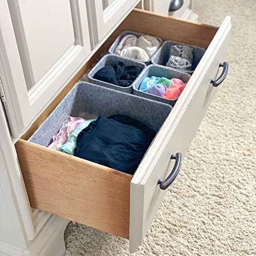 Welaxy Desk Organizers Storage bins Set Office Drawer Organizers Pen holder pencil cup phone stand sticky note storage Closet Cabinet boxes Organizing 5-piece Pack (Gray) - Image 3