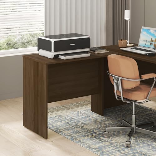 Furinno Roger Office Desk Return, 35 Inch Rectangular Desk Return for Executive Desk, Reversible with Cord Grommet, Scratchproof and Water-Resistant, for Home Study, Office, Modern Walnut by Furinno-FitsYourSpaceFitsYourBudget