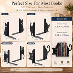 Geelin 8 Pcs Cat Bookends Halloween Black Cat Metal Bookshelf Home Decor - Image 2