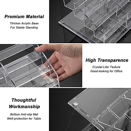 BTSKY Clear Acrylic Business Card Holder for Desk, 4 Tier 12 Pockets Business Card Stand Organizer Premium Thickened Acrylic Business Card Display Holder Name Cards Holders Fits 2.2 x 3.7 Inch - Image 5
