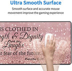 Large Gaming Mouse Pad, Keyboard Wrist Rest pad + Mouse Wrist pad + Coaster Set Extended Waterproof Non-Slip Table mat Suitable for Home Office Learning Games - Bible Verses Proverbs 31:25 - Image 3