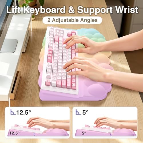 Sushret Cloud Wrist Rest with Keyboard Stand, Keyboard Riser with Wrist Pad - Image 4