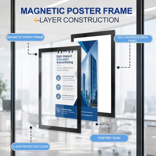 6-pack Magnetic Sign Holder, 11x17 Black Magnetic Paper Holder - Image 3