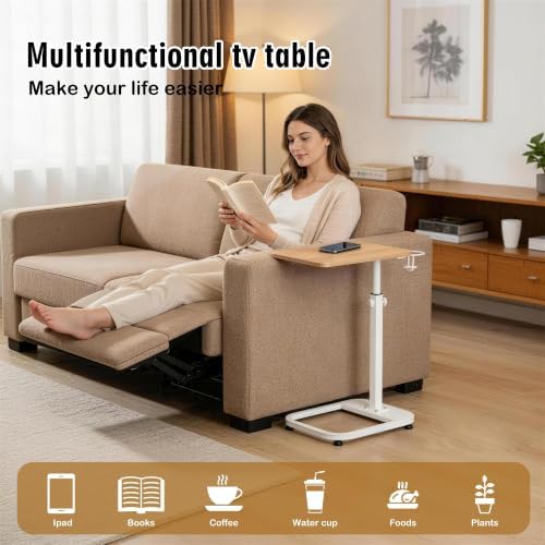facka Adjustable C-Shaped TV Tray Table 18-32 Inch Height Couch Table - Image 5