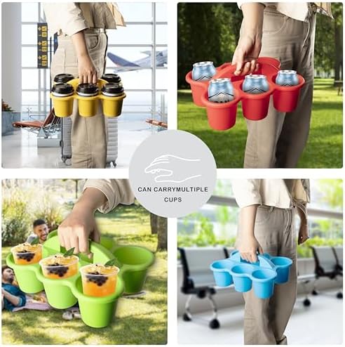2 Pack Classroom Caddy For School,Kidsroom,Pencil Holder,Plastic Cup Caddy for Drink Delivery (Rainbow Color-4pack) - Image 6