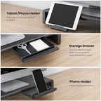Klearlook Computer Monitor Stand for Desk, Adjustable Foldable Monitor Riser with Storage Drawer & Tablet Phone Holder for Office, Home, Laptop, Desktop (Black) - Image 5