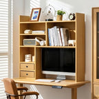 deli Desktop Bookshelf, High-Capacity Desk Hutch Organizer, Natural - Image 3