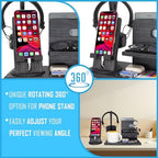 Gift for Men Nightstand Organizer with Headphone Stand & Rotating Phone Stand, Stylish Headphone Holder to Keep Desk Accessories for Men Organized, Unique Dad Birthday Gift, Gifts for Boyfriend - Image 5