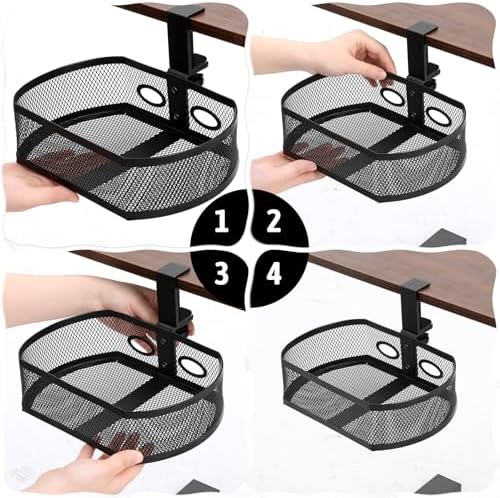 Under Desk Storage Drawer Organizer, Clamp on Under Table Shelf Hanging Desk Mount Tray Attachable Drawer Basket for Home Office Desktop Clutter Management Space Saving - Image 7