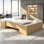 Executive Desk, L Shaped Executive Office Desk with Locking Drawer & File Cabinet, 1'' Thick Desktop, Large Office Desk with Storage, Modern Executive Computer Workstation for Home Office & Business by Unknown